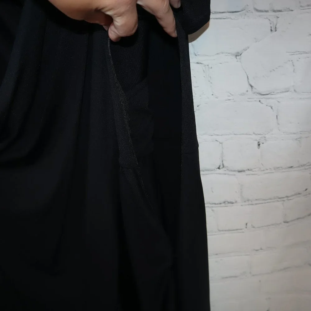 Talbots Black Short Sleeve Faux Wrap Sheath Midi Dress Women's Size 2XP-NWT - Picture 3 of 9
